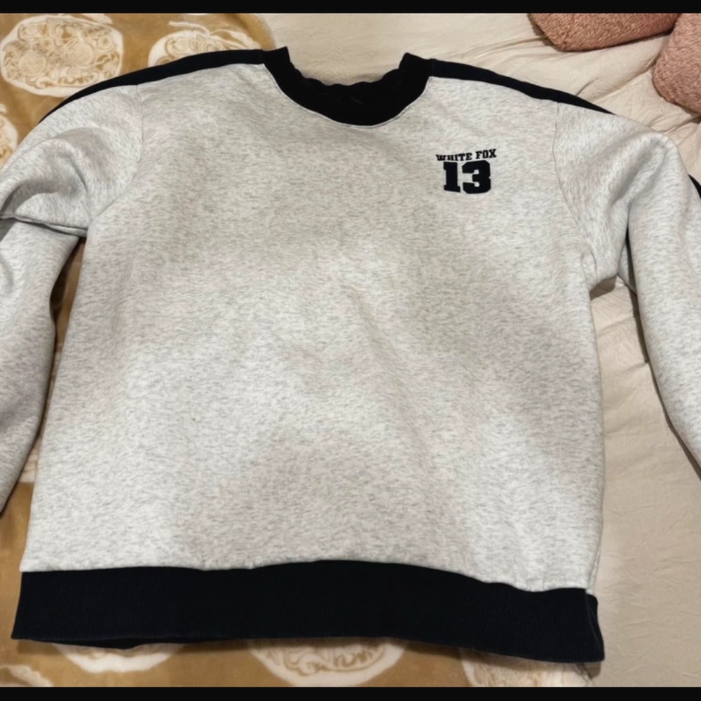 Gray and Navy White Fox Crewneck